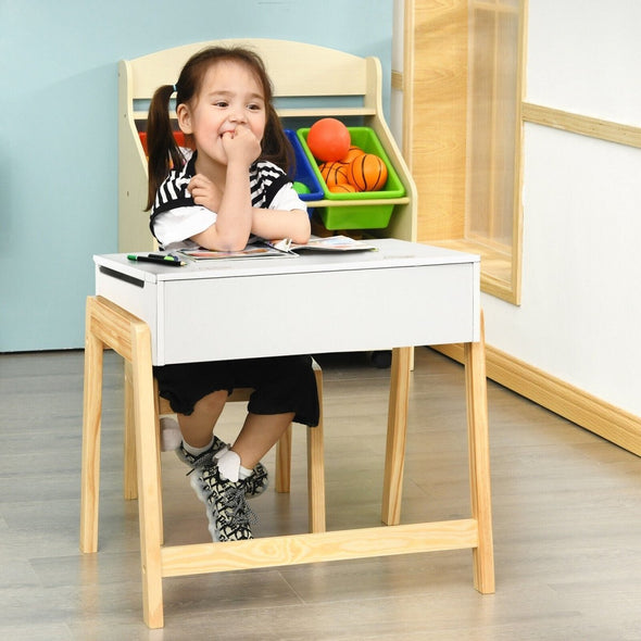SkillSpace™ Kids Wooden Activity Table and Chair With Storage Drawer - Aroflit