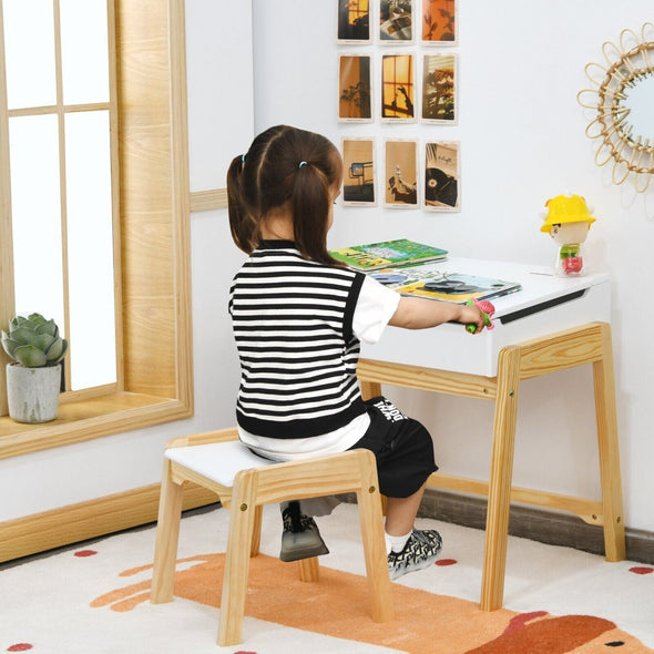 SkillSpace™ Kids Wooden Activity Table and Chair With Storage Drawer - Aroflit