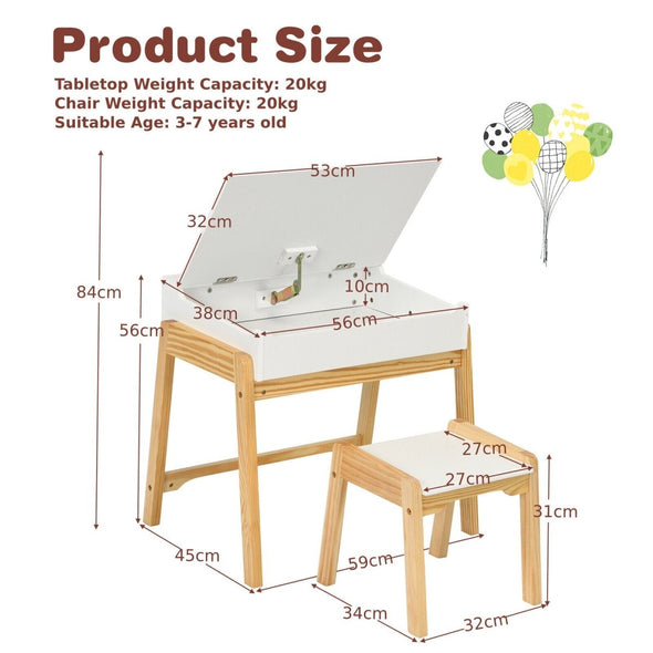 SkillSpace™ Kids Wooden Activity Table and Chair With Storage Drawer - Aroflit