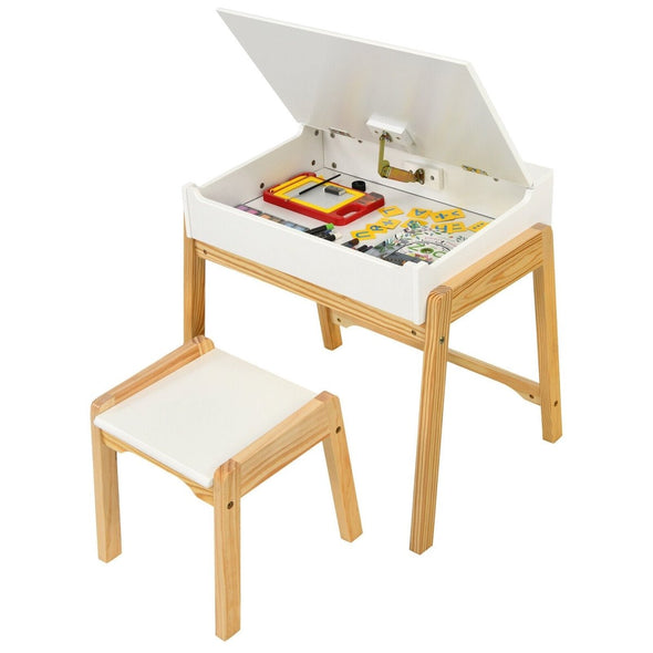 SkillSpace™ Kids Wooden Activity Table and Chair With Storage Drawer - Aroflit