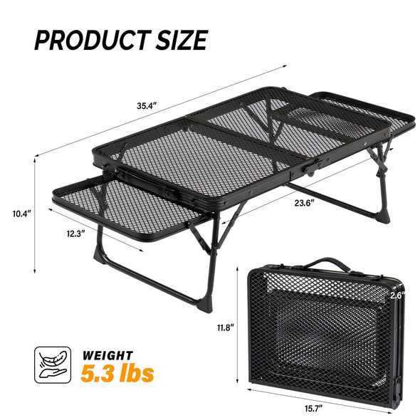 4.7 Ft Portable Folding Grill Table with Adjustable Height and Storage