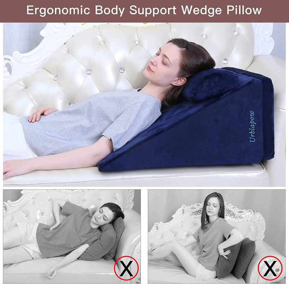 SleepUp™ Bed Wedge Pillow – Memory Foam Leg Elevation Pillow - Aroflit