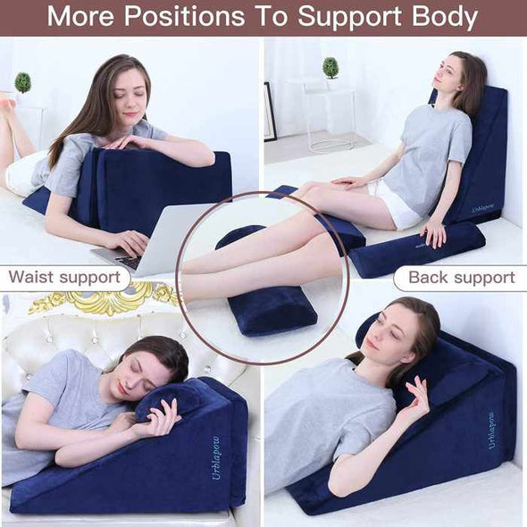SleepUp™ Bed Wedge Pillow – Memory Foam Leg Elevation Pillow - Aroflit