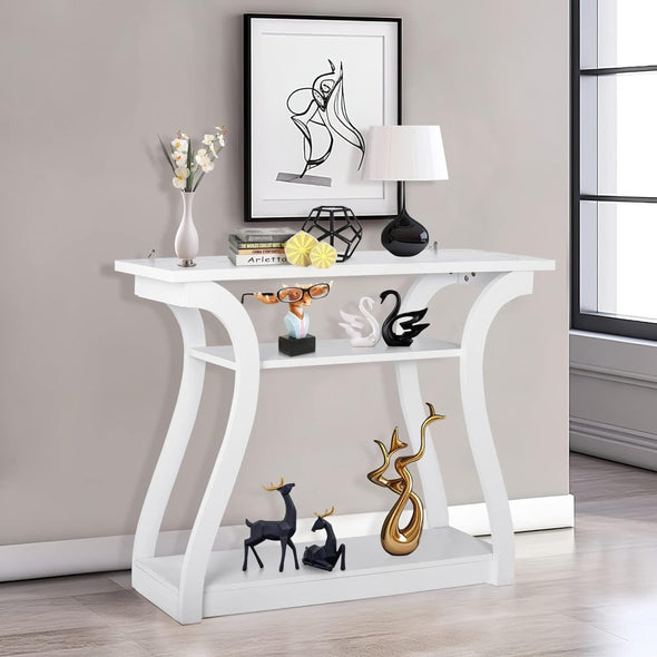 Slim Console Table with Storage for Entryway, Living Room, Hallway - Aroflit