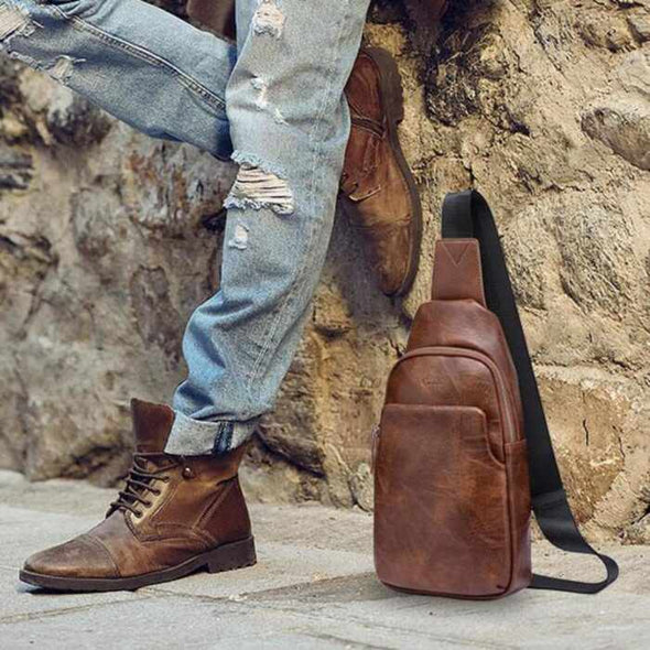 Small Leather Crossbody Shoulder Bag - Aroflit