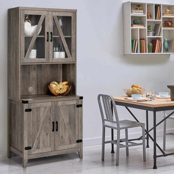 Small Rustic Kitchen Buffet With Hutch Cabinet - Aroflit