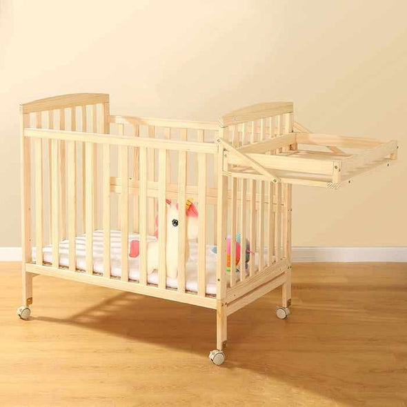 Small Space Mini Convertible Crib With Changing Table & Wheels - Aroflit