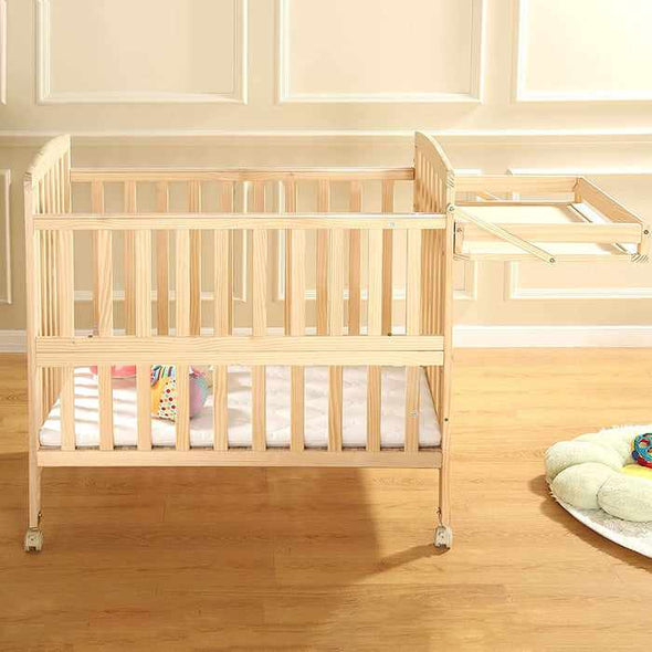 Small Space Mini Convertible Crib With Changing Table & Wheels - Aroflit