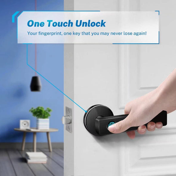 Smart Fingerprint Biometric Door Lock Handle Knob with Bluetooth App - Aroflit