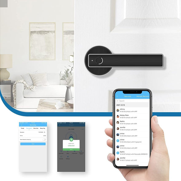 Smart Fingerprint Biometric Door Lock Handle Knob with Bluetooth App - Aroflit