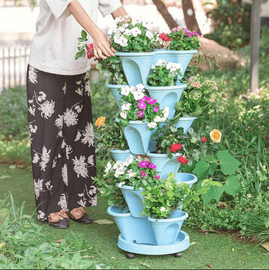 Stand Stacking Planters for Strawberries, Herbs, and Flowers - Aroflit