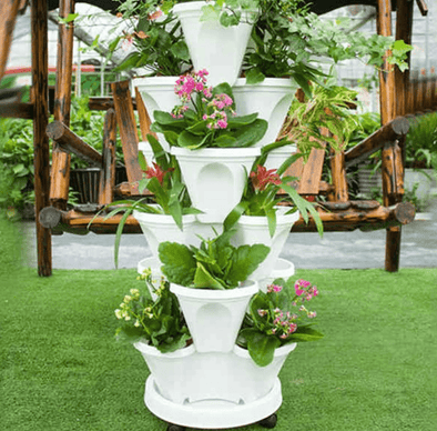 Stand Stacking Planters for Strawberries, Herbs, and Flowers - Aroflit