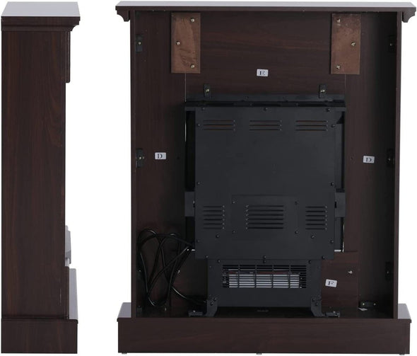 Standing Indoor 3D Flame Electric Fireplace with Modern Walnut Mantel 28" - Aroflit