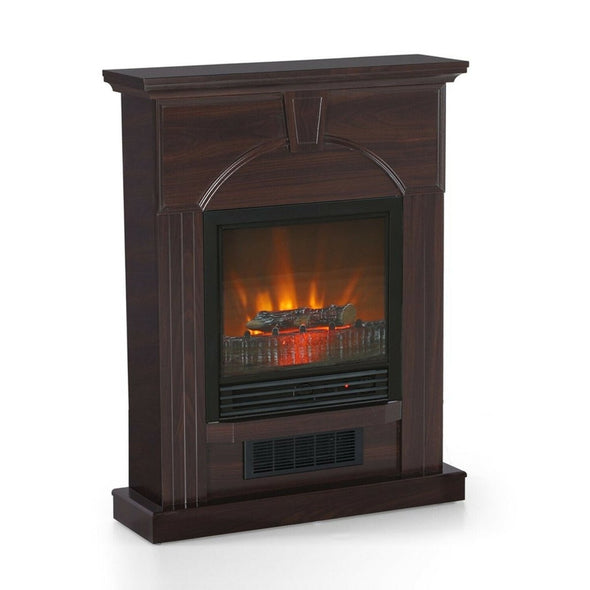 Standing Indoor 3D Flame Electric Fireplace with Modern Walnut Mantel 28" - Aroflit