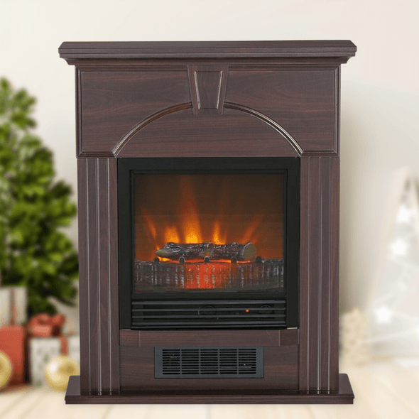 Standing Indoor 3D Flame Electric Fireplace with Modern Walnut Mantel 28" - Aroflit