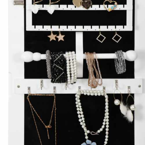 Standing Jewelry Armoire Cabinet With Mirror - Aroflit