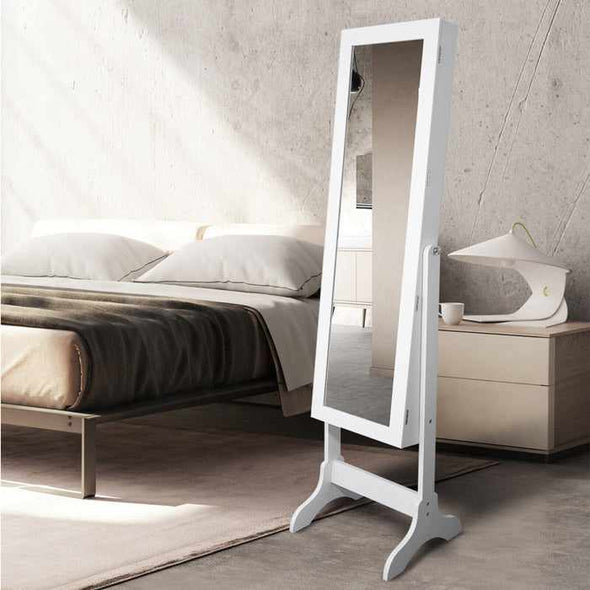 Standing Jewelry Armoire Cabinet With Mirror - Aroflit