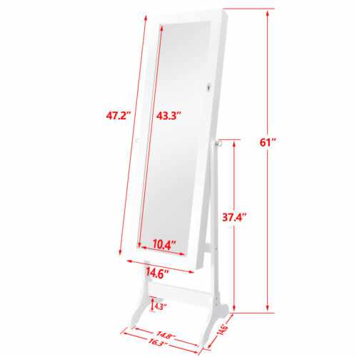 Standing Jewelry Armoire Cabinet With Mirror - Aroflit