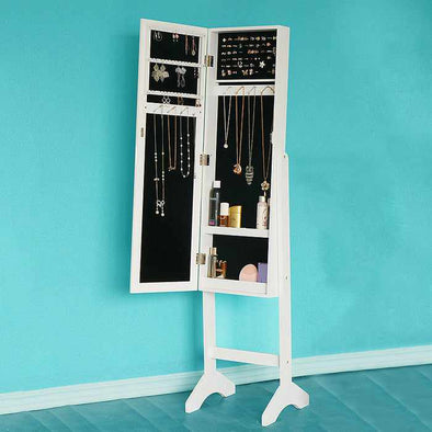 Standing Jewelry Armoire Cabinet With Mirror - Aroflit