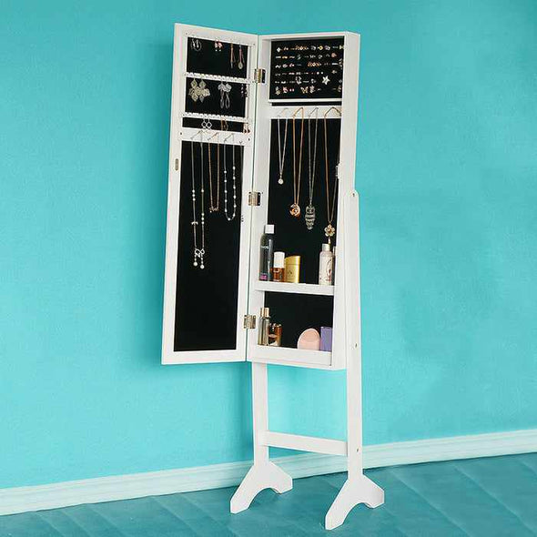 Standing Jewelry Armoire Cabinet With Mirror - Aroflit