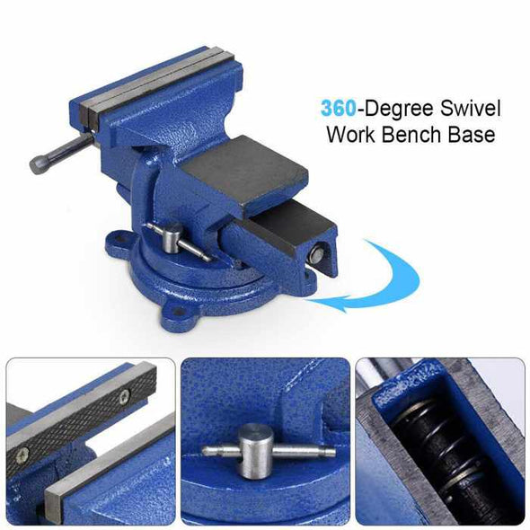 Sturdy Cast Iron Bench Vice with 360° Swivel Base - Aroflit