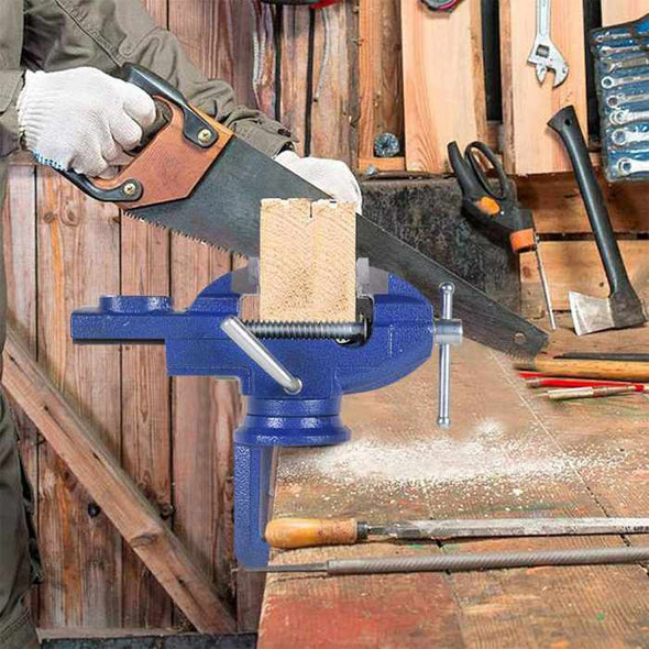 Sturdy Cast Iron Bench Vice with 360° Swivel Base - Aroflit