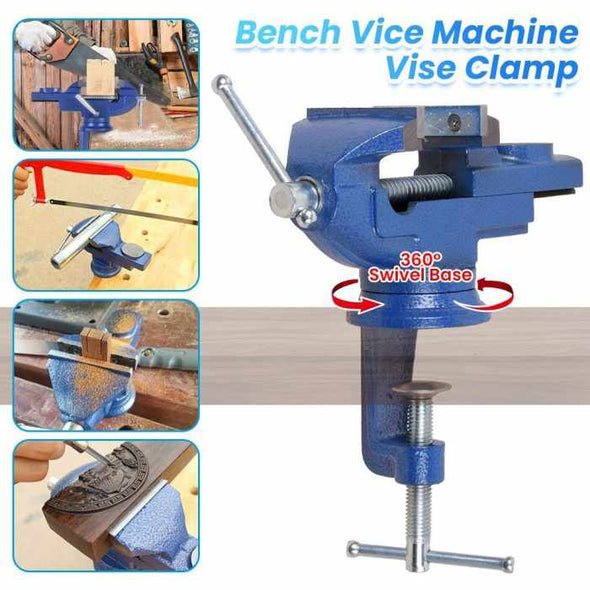 Sturdy Cast Iron Bench Vice with 360° Swivel Base - Aroflit