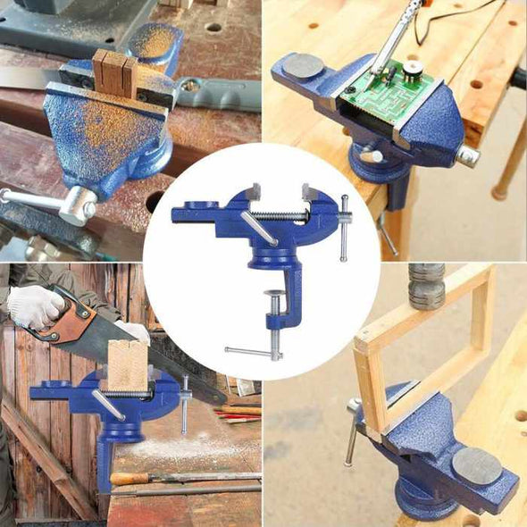 Sturdy Cast Iron Bench Vice with 360° Swivel Base - Aroflit