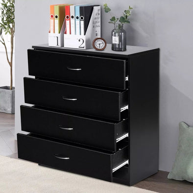Stylish 4 - Drawer Chest Dresser for Compact Spaces, Black or White - Aroflit
