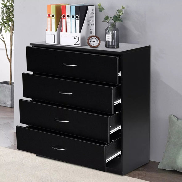 Stylish 4 - Drawer Chest Dresser for Compact Spaces, Black or White - Aroflit