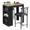 Stylish Bar Table Set for 2 | Compact Design, Storage Shelves, Padded - Aroflit