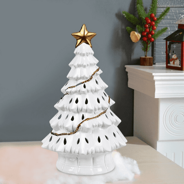 Tabletop Pre Lit Ceramic Christmas Tree With Lights - Aroflit