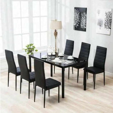 Tablor™ Black Dining Table Set With 6 Chairs - Aroflit