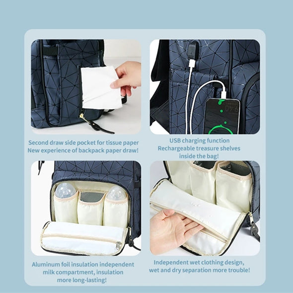 Baby Diaper Bag Waterproof USB Large-capacity Baby Backpack