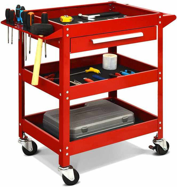 Three Tier Rolling Wheeled Utility Tool Cart Storage - Aroflit