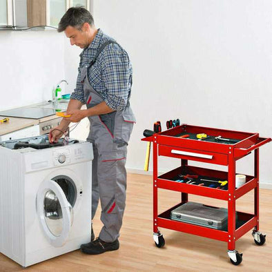 Three Tier Rolling Wheeled Utility Tool Cart Storage - Aroflit