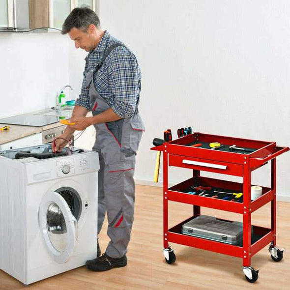 Three Tier Rolling Wheeled Utility Tool Cart Storage - Aroflit