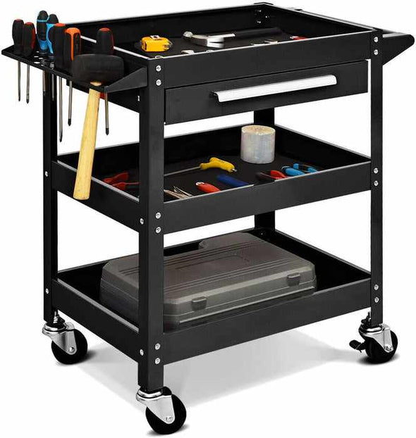 Three Tier Rolling Wheeled Utility Tool Cart Storage - Aroflit