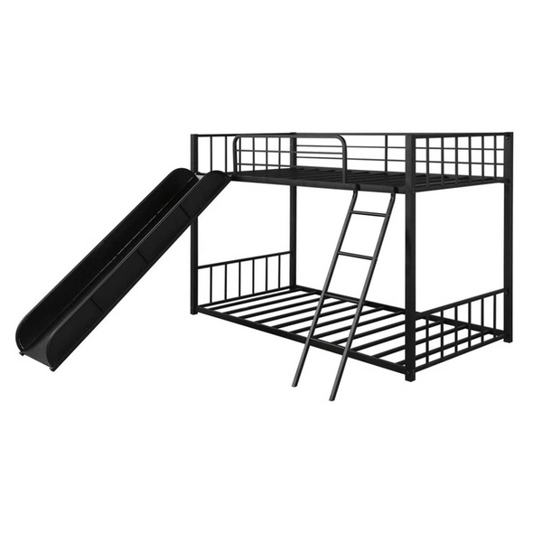 Twin Bunk Loft Bed With Slide And Stairs - Aroflit