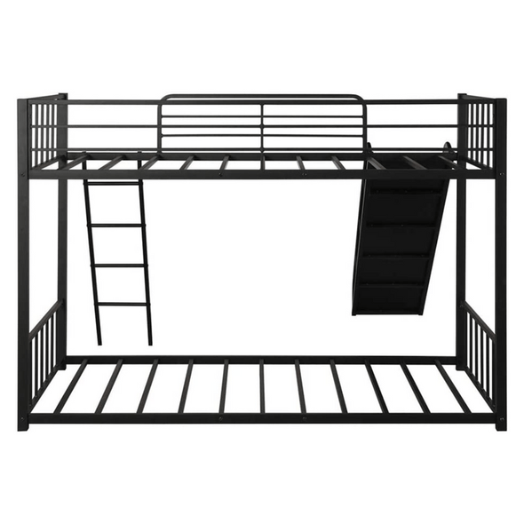 Twin Bunk Loft Bed With Slide And Stairs - Aroflit