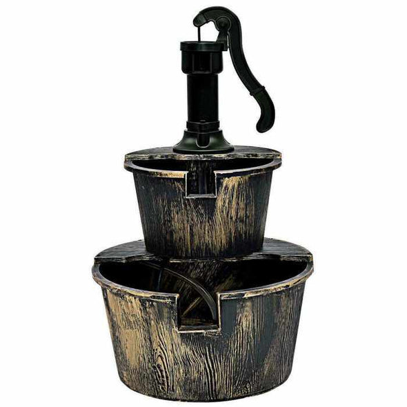 Two - Tier Barrel Water Fountain Garden Pump Cascade - Aroflit