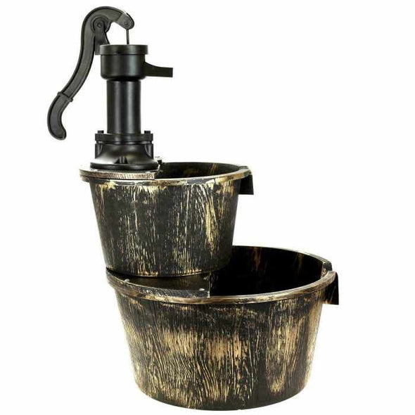 Two - Tier Barrel Water Fountain Garden Pump Cascade - Aroflit