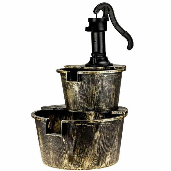 Two - Tier Barrel Water Fountain Garden Pump Cascade - Aroflit