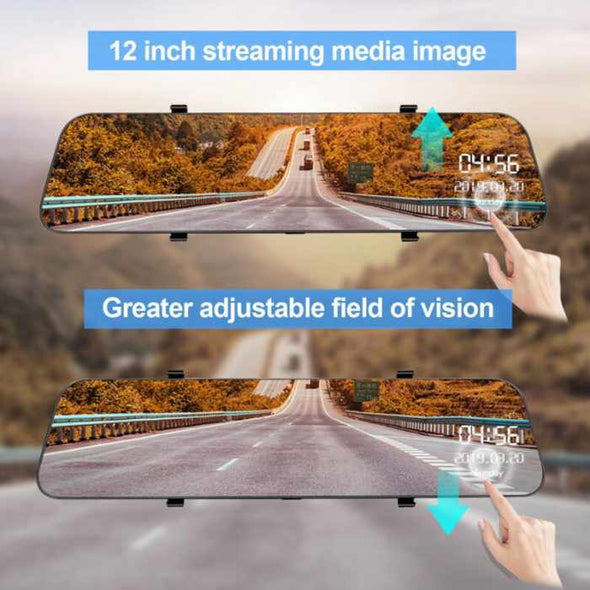 Universal 12″ 4K Mirror Dash Cam for Cars – Rearview Driving Recorder - Aroflit
