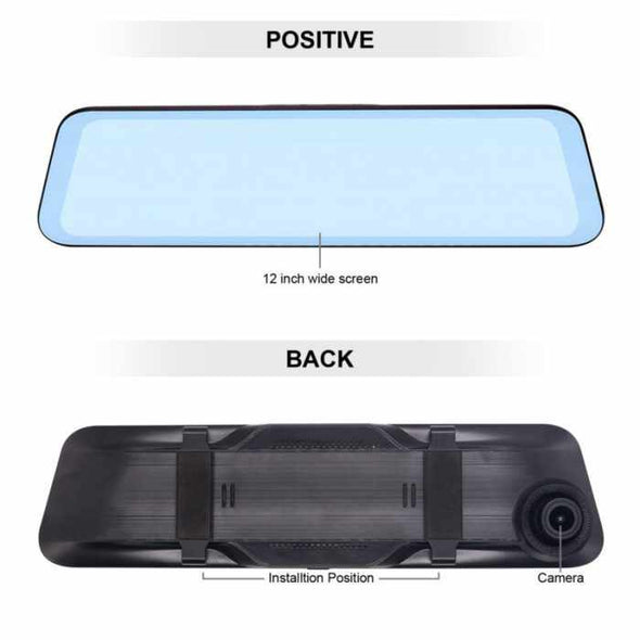 Universal 12″ 4K Mirror Dash Cam for Cars – Rearview Driving Recorder - Aroflit
