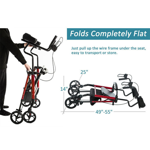 Upgraded Senior Upright Walker with Adjustable Seat, Armrests & Brakes - Aroflit