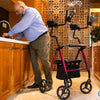 Upgraded Senior Upright Walker with Adjustable Seat, Armrests & Brakes - Aroflit