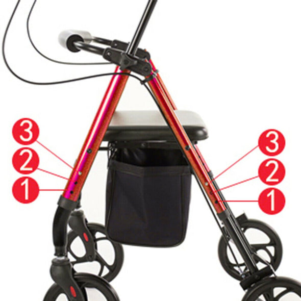 Upgraded Senior Upright Walker with Adjustable Seat, Armrests & Brakes - Aroflit