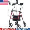 Upgraded Senior Upright Walker with Adjustable Seat, Armrests & Brakes - Aroflit