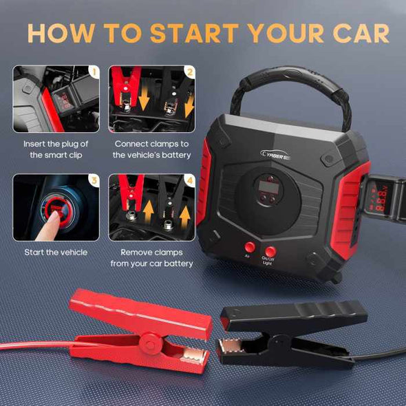 UpJump™ 4 - In - 1 Auto Starter 3000A Jump Starter Air Compressor Tyre pump - Aroflit